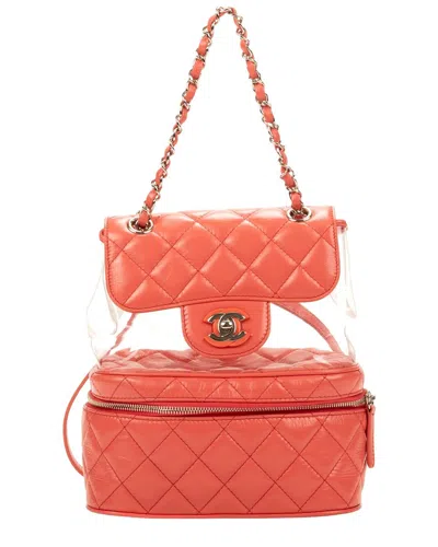 Pre-owned Chanel Pink Aged Calfskin Leather/pvc Ltd. Ed. Pvc Aquarium Backpack  (authentic Pre-loved)