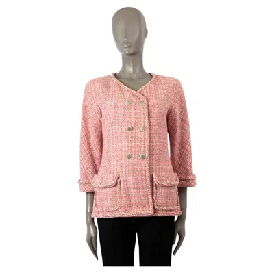 Pre-owned Chanel Pink & Multicolor 2014 14p Double Breasted Tweed Jacket 38 S