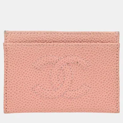 Pre-owned Chanel Pink Calfskin Card Case