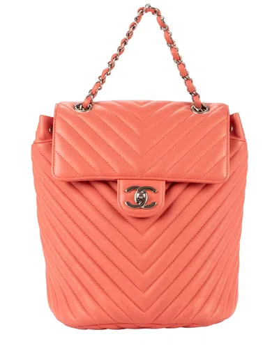 Pre-owned Chanel Pink Calfskin Chevron Quilted Leather Urban Spirit Backpack (authentic  Pre-loved)