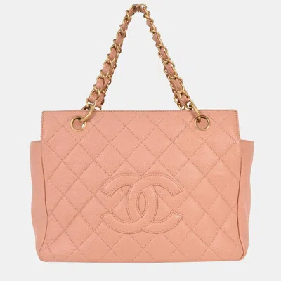 Pre-owned Chanel Pink Calfskin Tote Chain Handbag