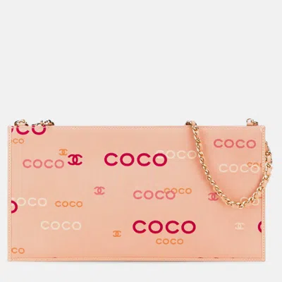Pre-owned Chanel Pink Canvas Coco Chain Pochette