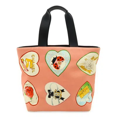 Pre-owned Chanel Pink Canvas Leather Shoulder Bag Tote Bag () In Multi
