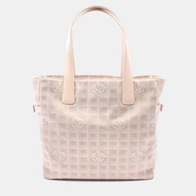 Pre-owned Chanel Pink Canvas New Travel Line Gm Tote Bag