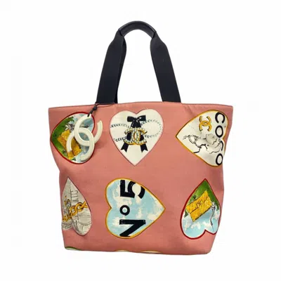 Pre-owned Chanel Pink Canvas Tote Bag () In Multi