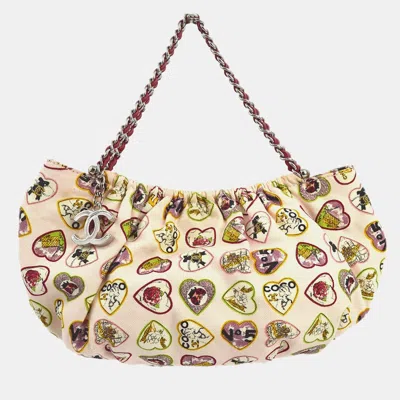 Pre-owned Chanel Pink Canvas Valentine Chain Handbag In Multi