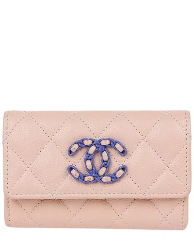 Pre-owned Chanel Pink Caviar Leather Card Wallet (authentic Pre-loved)