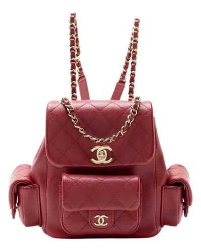 Pre-owned Chanel Pink Caviar Leather Cargo Duma Small Backpack (authentic Pre-loved) In Burgundy