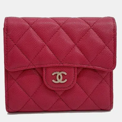 Pre-owned Chanel Pink Caviar Leather Caviar Bifold Wallet