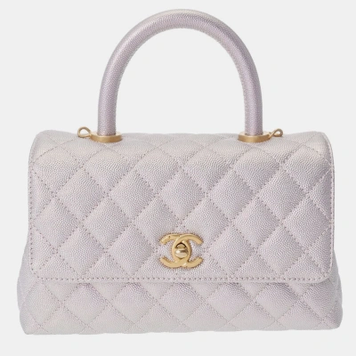 Pre-owned Chanel Pink Caviar Leather Coco Top Handle Bag