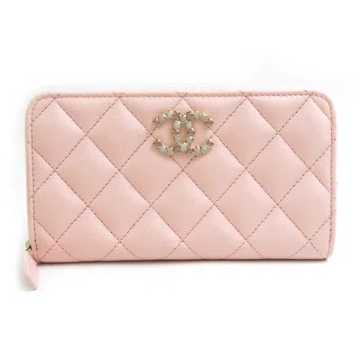 Pre-owned Chanel Pink Caviar Leather Long Wallet (bi-fold) ()