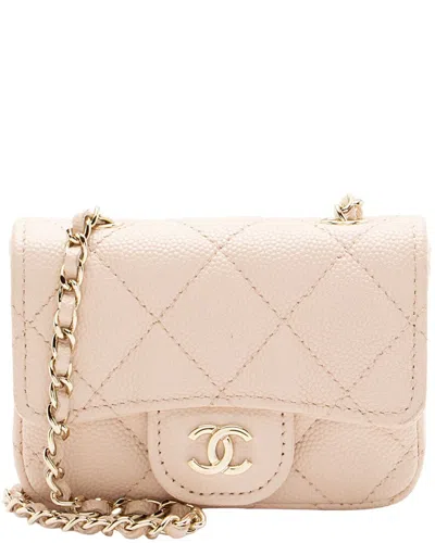 Pre-owned Chanel Pink Caviar Leather Mini Chain Belt Bag (authentic Pre-loved)
