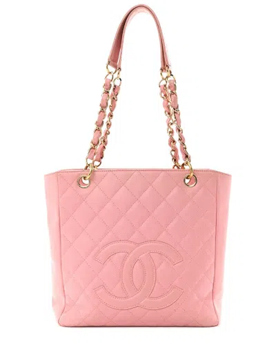 Pre-owned Chanel Pink Caviar Leather Petit Shopping Tote Ghw (authentic Pre-loved)