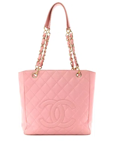 Pre-owned Chanel Pink Caviar Leather Petit Shopping Tote Ghw (authentic Pre-loved)