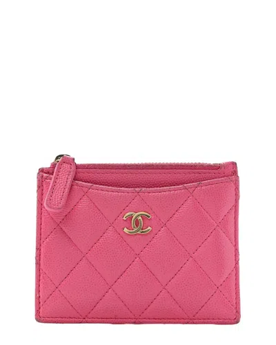 Pre-owned Chanel Cc Leather Zip Card Holder