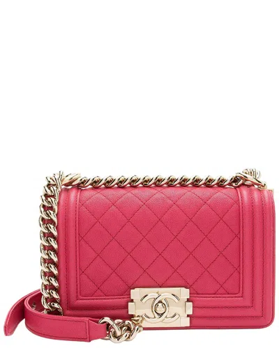 Pre-owned Chanel Pink Caviar Leather Small Boy Bag (authentic Pre-loved)