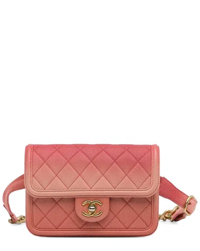 Pre-owned Chanel Pink Caviar Leather Sunset On The Sea Flap Belt Bag (authentic Pre-  Loved)