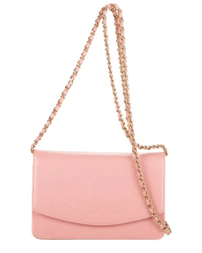 Pre-owned Chanel Pink Caviar Leather Timeless Wallet On Chain