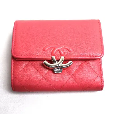 Pre-owned Chanel Pink Caviar Leather Wallet (tri-fold) ()