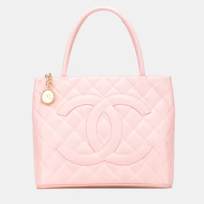 Pre-owned Chanel Pink Caviar Medallion Tote