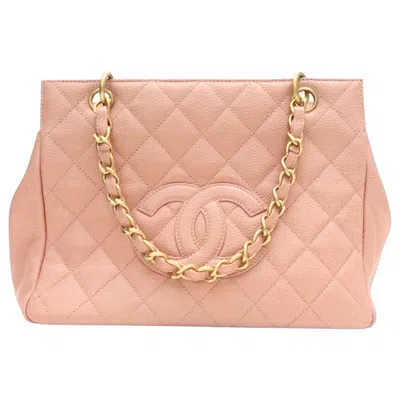 Pre-owned Chanel Pink Caviar Petite Timeless Tote Chain Bag