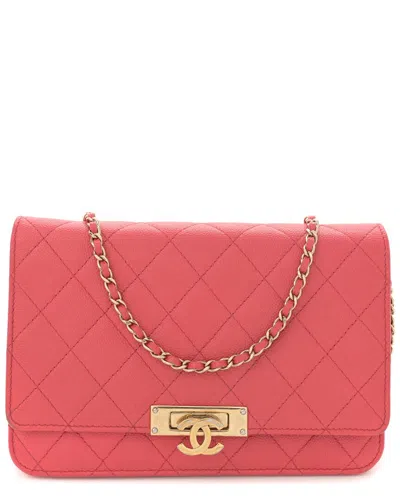Pre-owned Chanel Pink Caviar Quilted Leather Golden Class Wallet On Chain (authentic  Pre-loved)