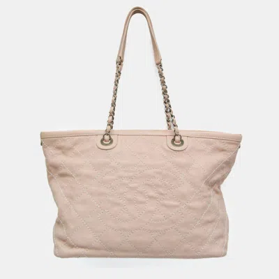 Pre-owned Chanel Pink Caviar Quilted Small Cc Daily Shopping Tote Bag