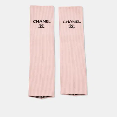 Pre-owned Chanel Pink Cc Knit Leg Warmers