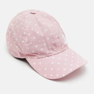 Pre-owned Chanel Pink Cc Polka Dot Print Cotton Baseball Cap