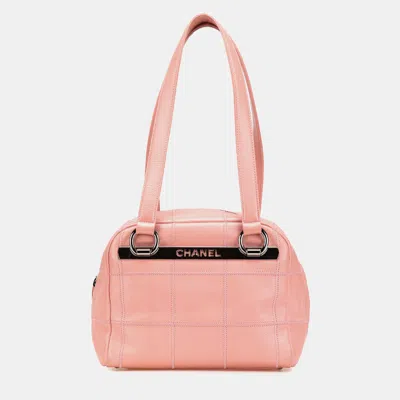 Pre-owned Chanel Pink Choco Bar Caviar Shoulder Bag
