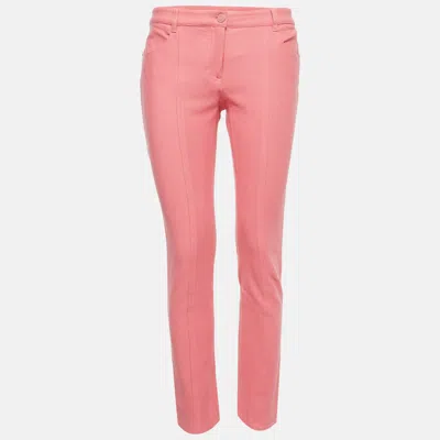 Pre-owned Chanel Pink Cotton Knit Regular Fit Trousers M