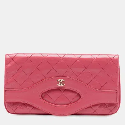 Pre-owned Chanel Pink Crumpled Calfskin 31 Clutch