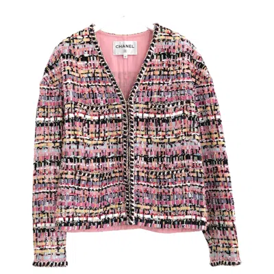 Pre-owned Chanel Pink Fantasy Tweed Jacket Sequins 22p 2022 Spring-summer Pre-collection