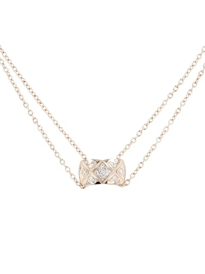 Pre-owned Chanel Pink Gold Coco Crush Diamond Necklace