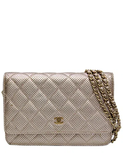 Pre-owned Chanel Pink Gold Leather Matelasse (authentic )