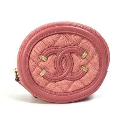 Pre-owned Chanel Pink Grained Calfskin Coin Purse/coin Case ()