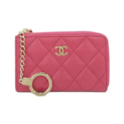 Pre-owned Chanel Pink Grained Calfskin Coin Purse/coin Case ()
