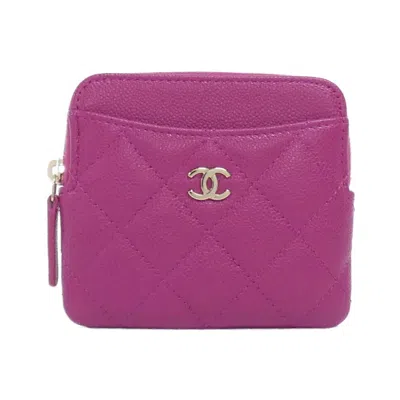 Pre-owned Chanel Pink Grained Calfskin Coin Purse/coin Case ()
