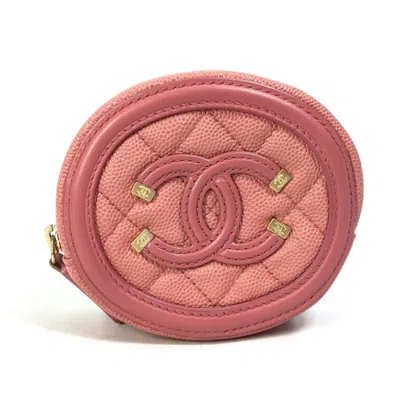 Pre-owned Chanel Pink Grained Calfskin Coin Purse/coin Case ()