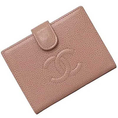 Pre-owned Chanel Pink Grained Calfskin Leather Wallet (bi-fold) ()