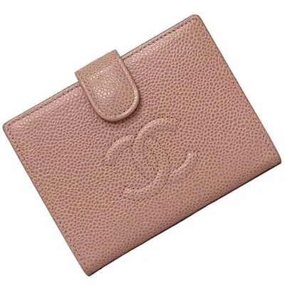 Pre-owned Chanel Pink Grained Calfskin Leather Wallet (bi-fold) ()
