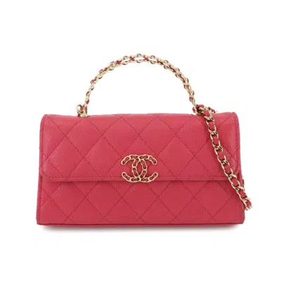 Pre-owned Chanel Pink Grained Calfskin Shoulder Bag ()