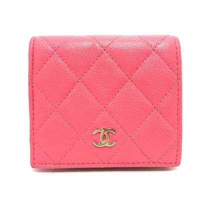 Pre-owned Chanel Pink Grained Calfskin Wallet (bi-fold) ()