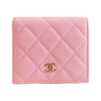 Pre-owned Chanel Pink Grained Calfskin Wallet (bi-fold) ()