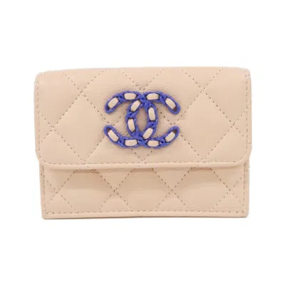 Pre-owned Chanel Pink Grained Calfskin Wallet (bi-fold) ()