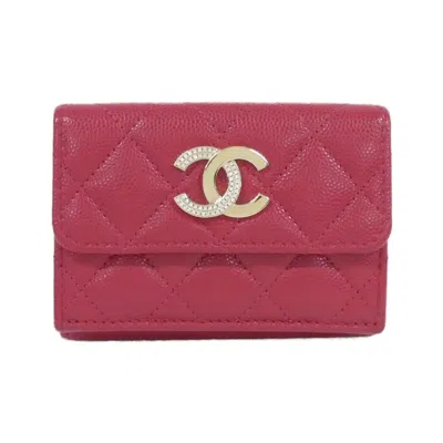 Pre-owned Chanel Pink Grained Calfskin Wallet (bi-fold) ()