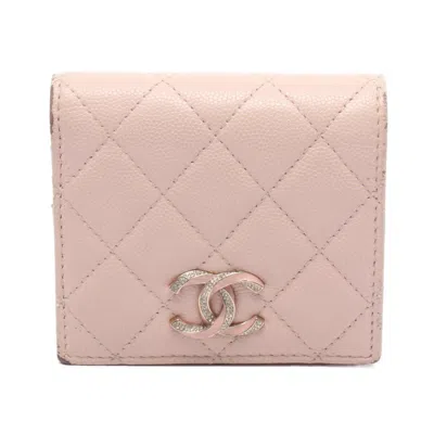 Pre-owned Chanel Pink Grained Calfskin Wallet (bi-fold) ()