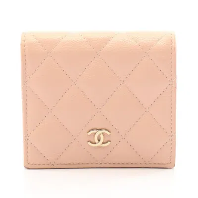 Pre-owned Chanel Pink Grained Calfskin Wallet (bi-fold) ()
