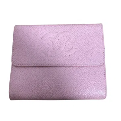 Pre-owned Chanel Pink Grained Calfskin Wallet (tri-fold) ()