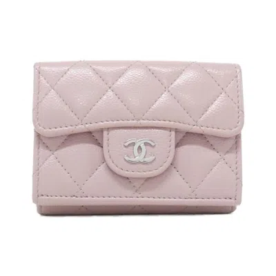 Pre-owned Chanel Pink Grained Calfskin Wallet (tri-fold) ()